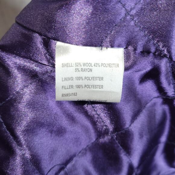 Calvin Klein Black Wool Blend Peacoat Purple Quilted Lining Womens Size 4 - Picture 8 of 10
